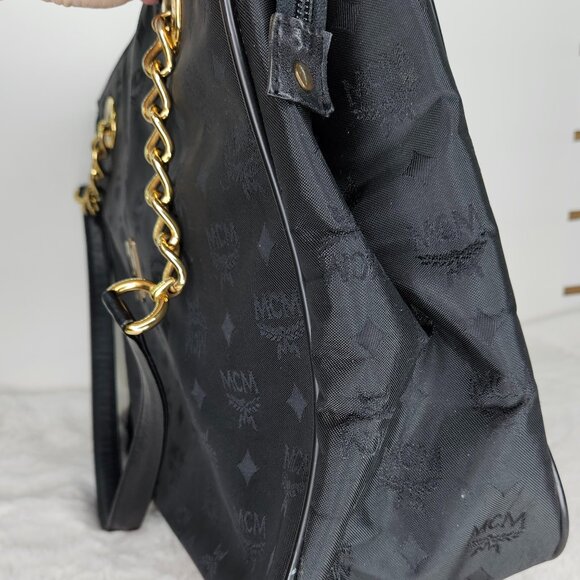 MCM Black Viseto Nylon/Chained Tote - Picture 7 of 17